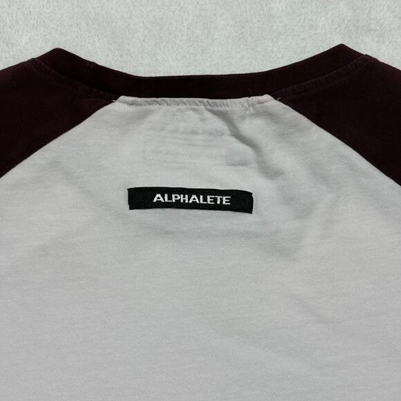 Alphalete 3/4 Sleeve Baseball T-Shirt Performance Fit Whte Mens Size S Stretch - Picture 4 of 10